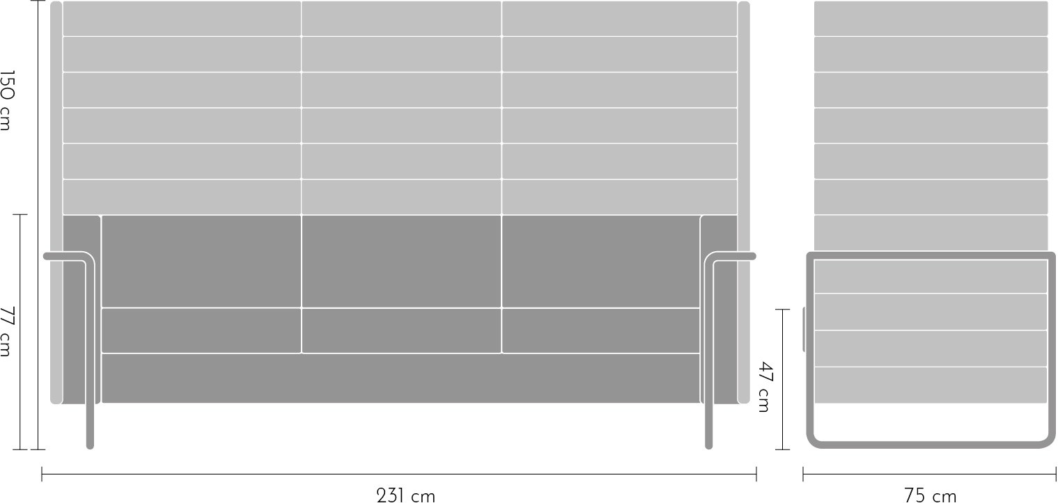 Alcove three-seat dimension drawing