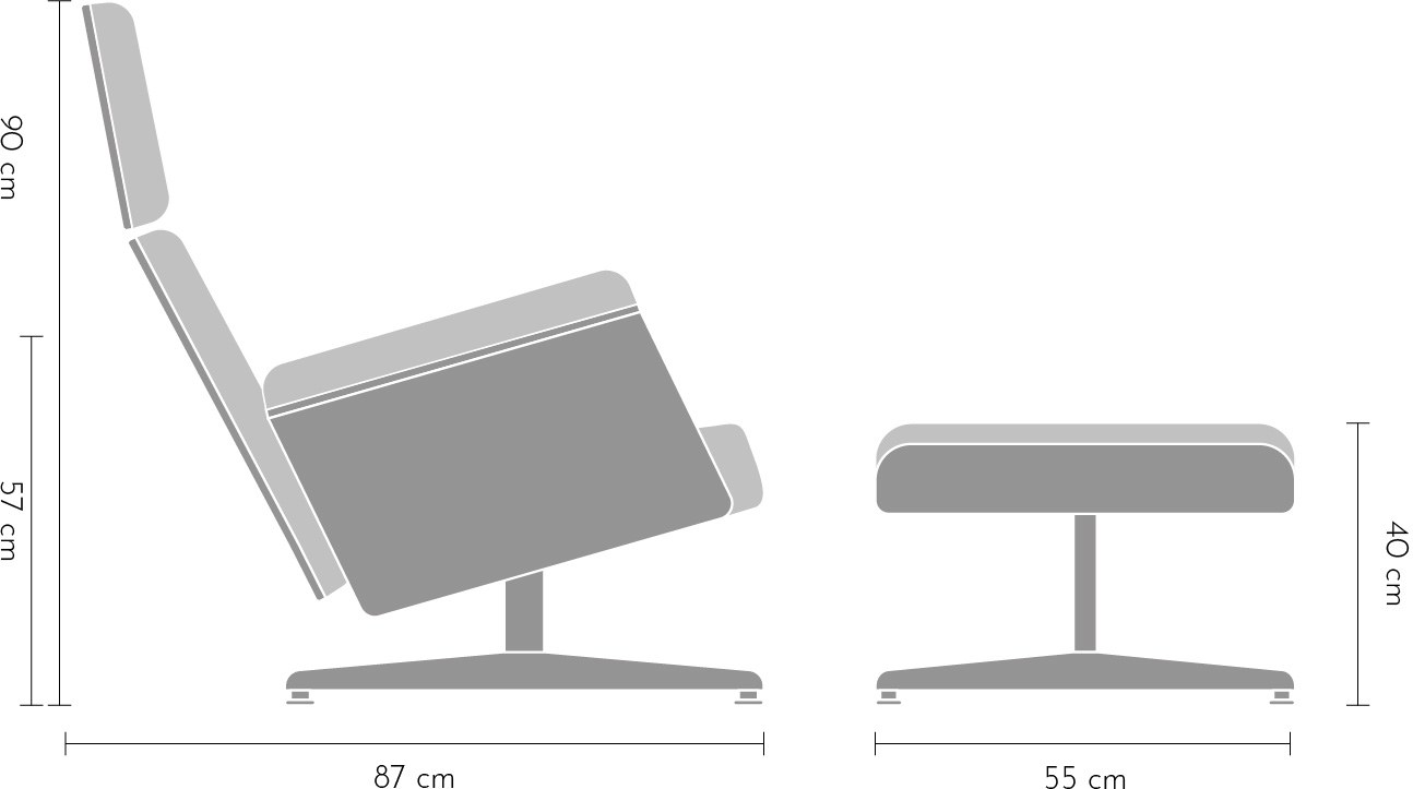 RetroEurope Lounge Chair and ottoman dimensions